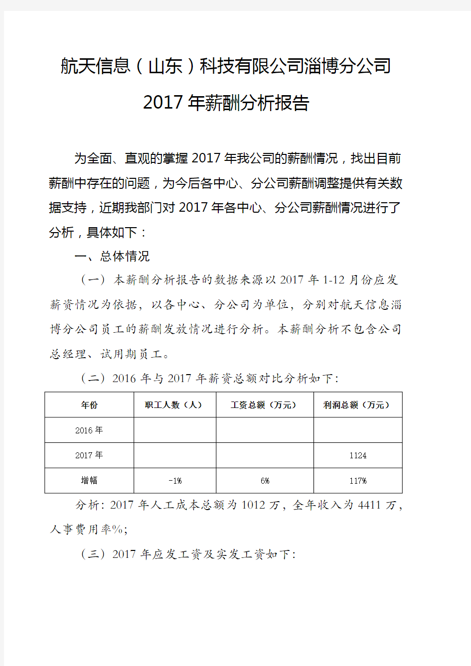 2019年薪酬分析报告