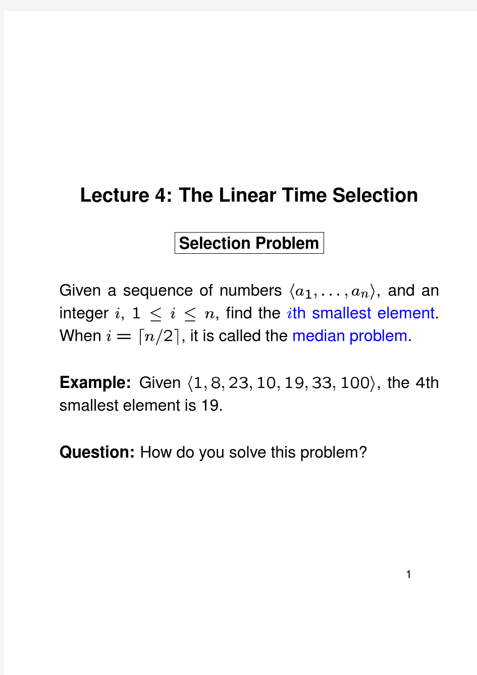 L04-线性时间选择-分治法