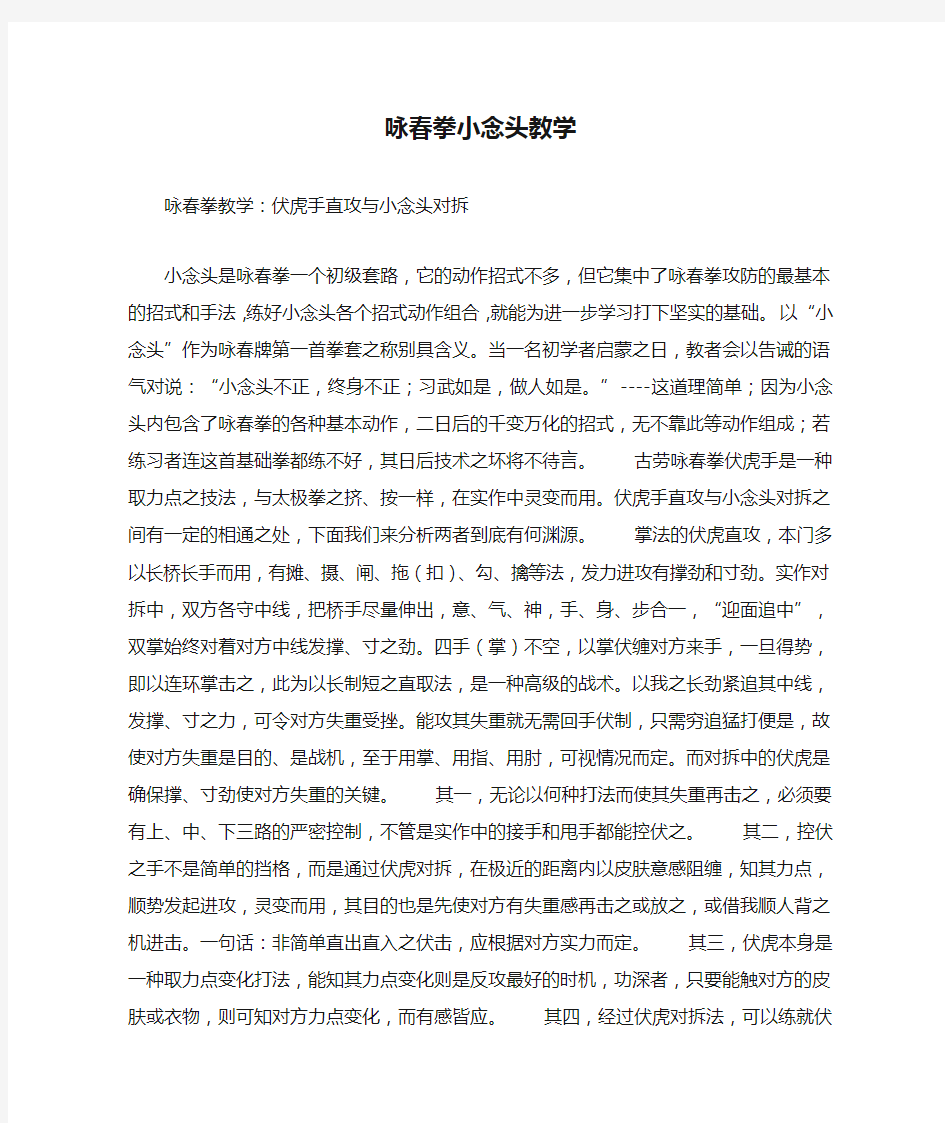 咏春拳小念头教学