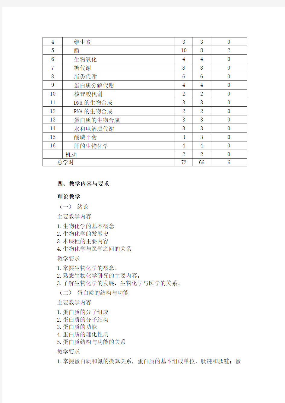 检验《生物化学》课程标准