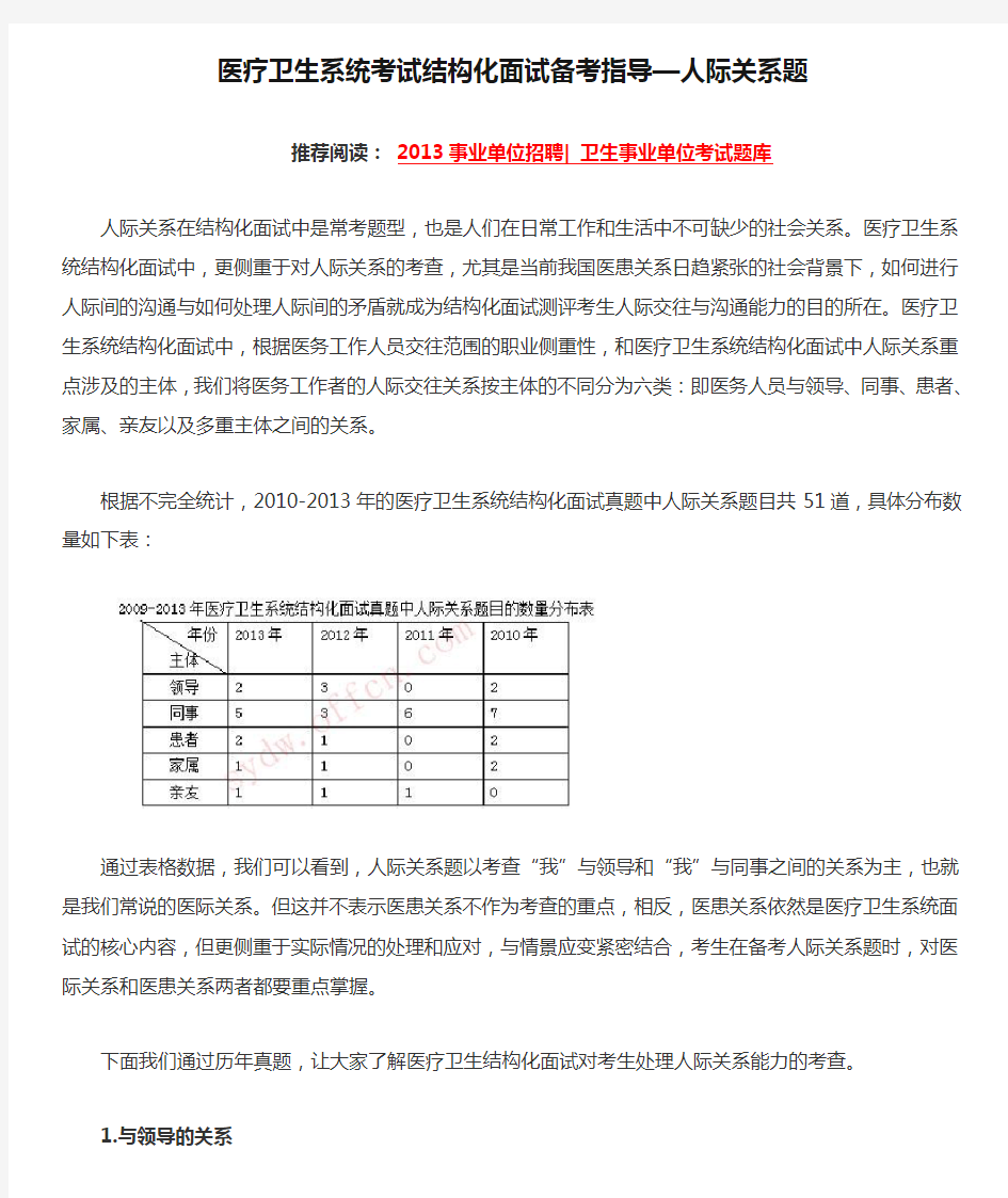 医疗卫生系统考试结构化面试备考指导—人际关系题复习进程