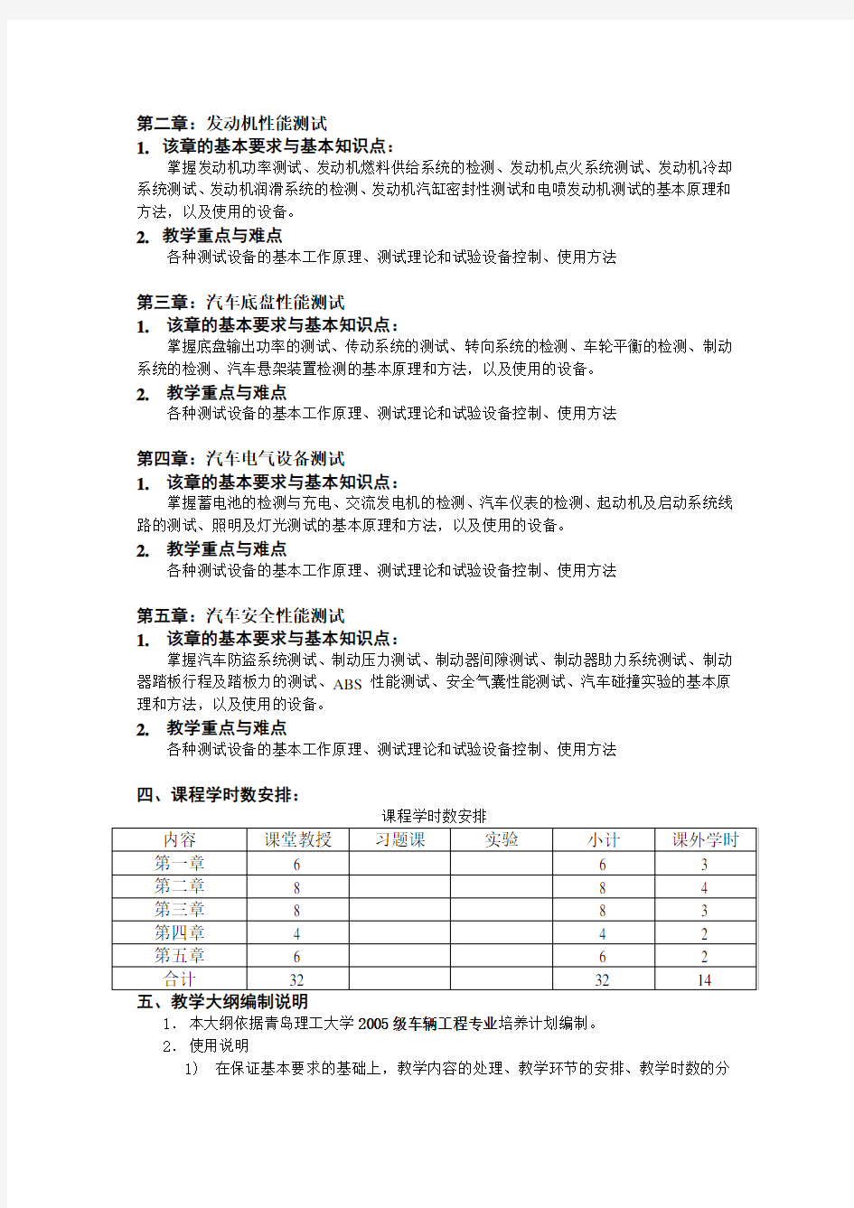 (完整版)《汽车试验技术》教学大纲