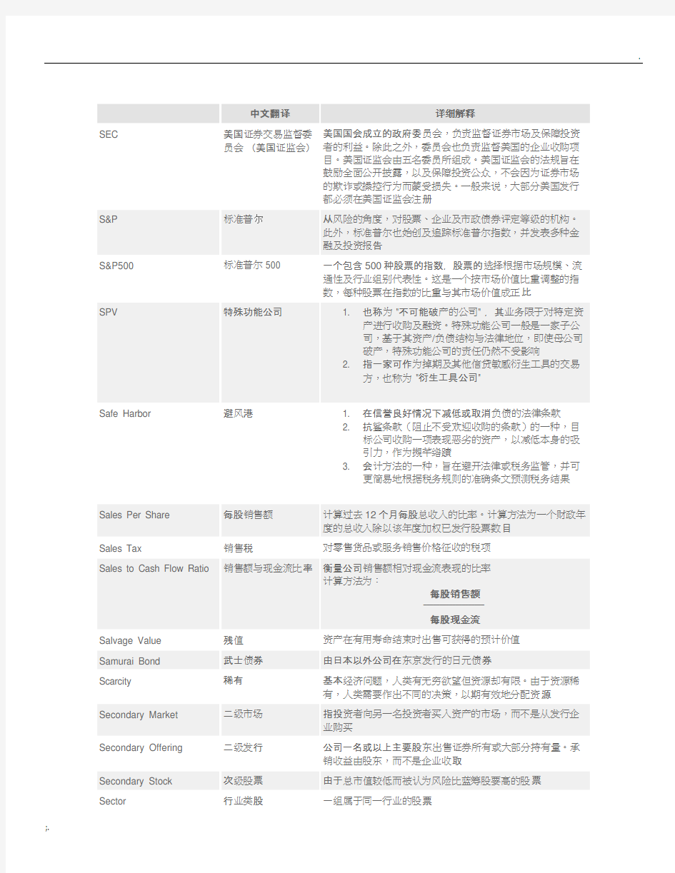 金融常用词汇的中英文对照及注解.5