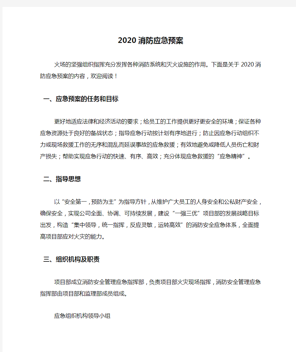 2020消防应急预案