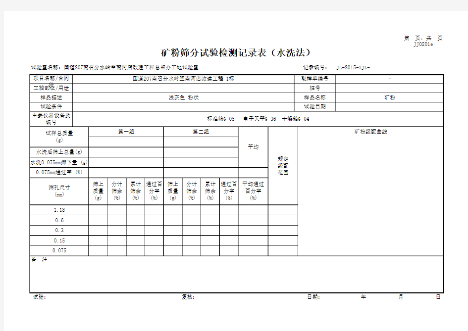 公路工程细集料试验表格大全