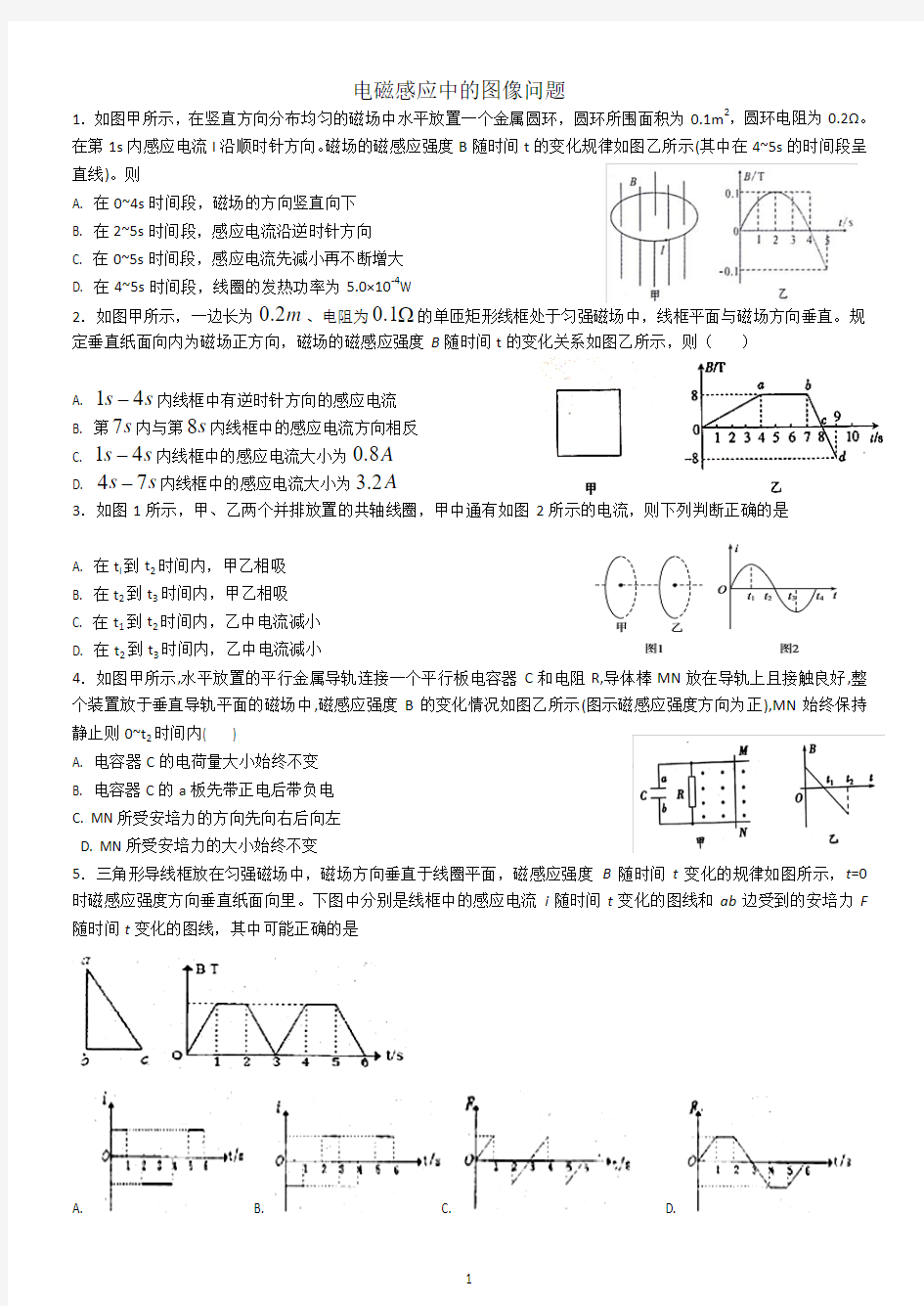 电磁感应中的图像问题