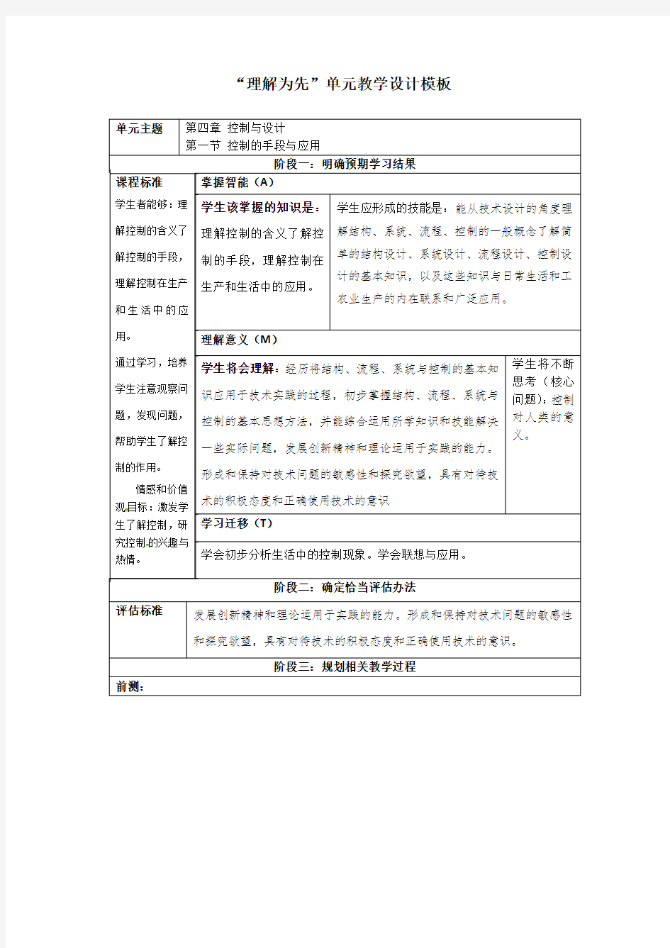 1、控制系统设计的一般思路