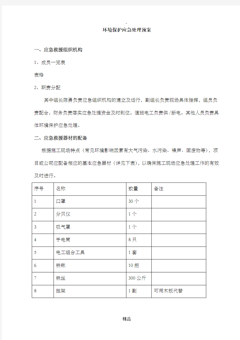 环保应急预案