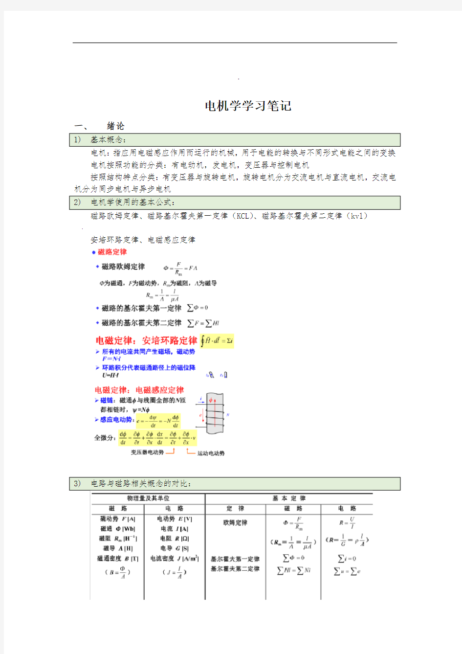 电机学学习笔记