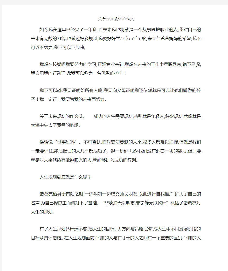 关于未来规划的作文