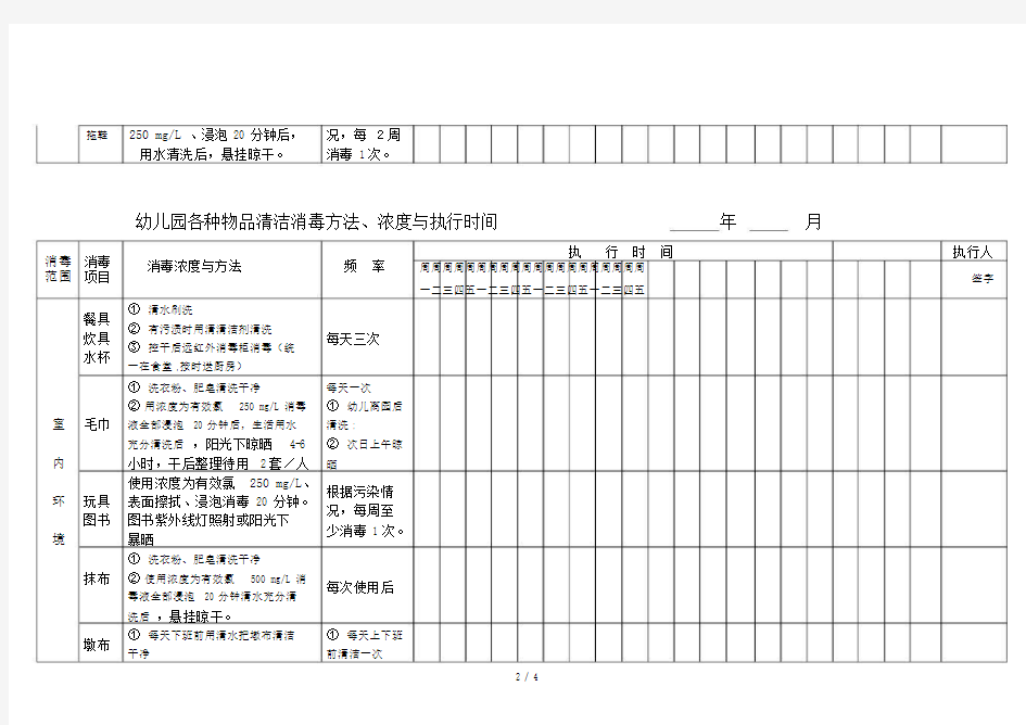 幼儿园各种物品清洁消毒方法