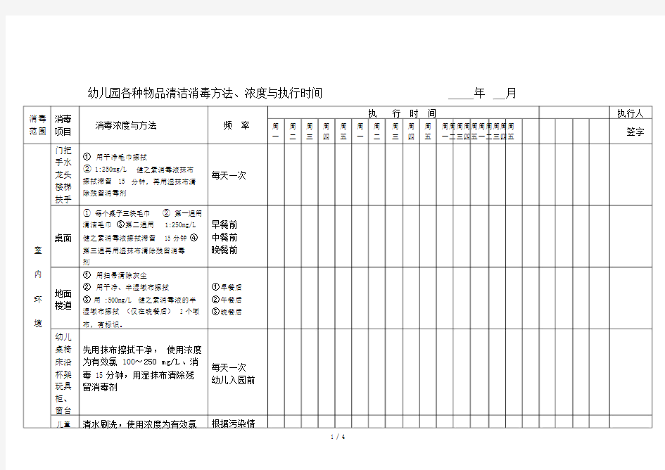 幼儿园各种物品清洁消毒方法