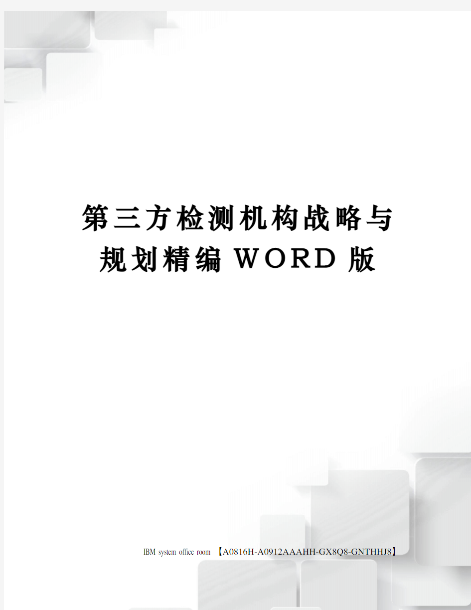 第三方检测机构战略与规划精编WORD版