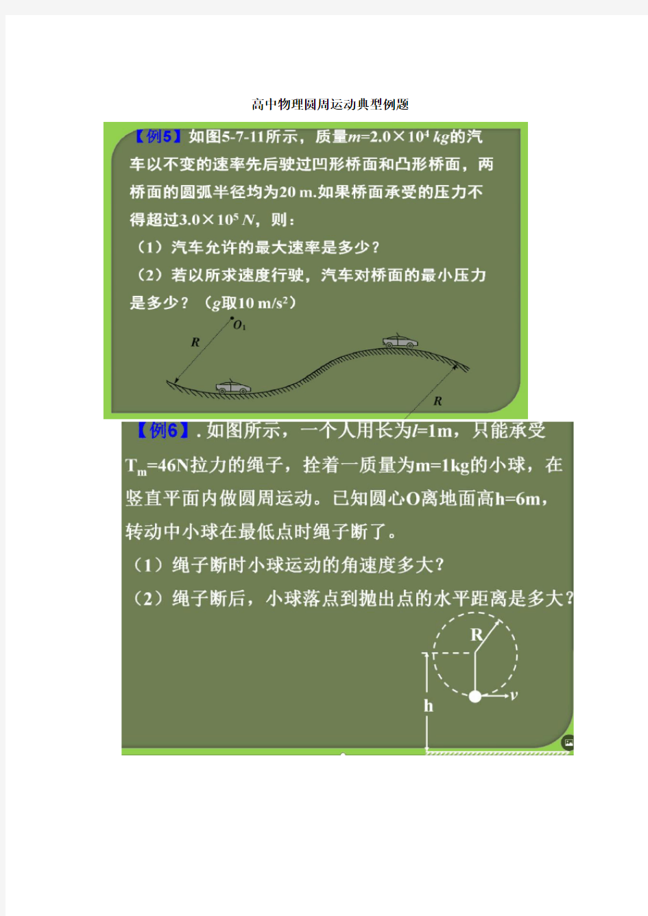 高中物理圆周运动典型例题