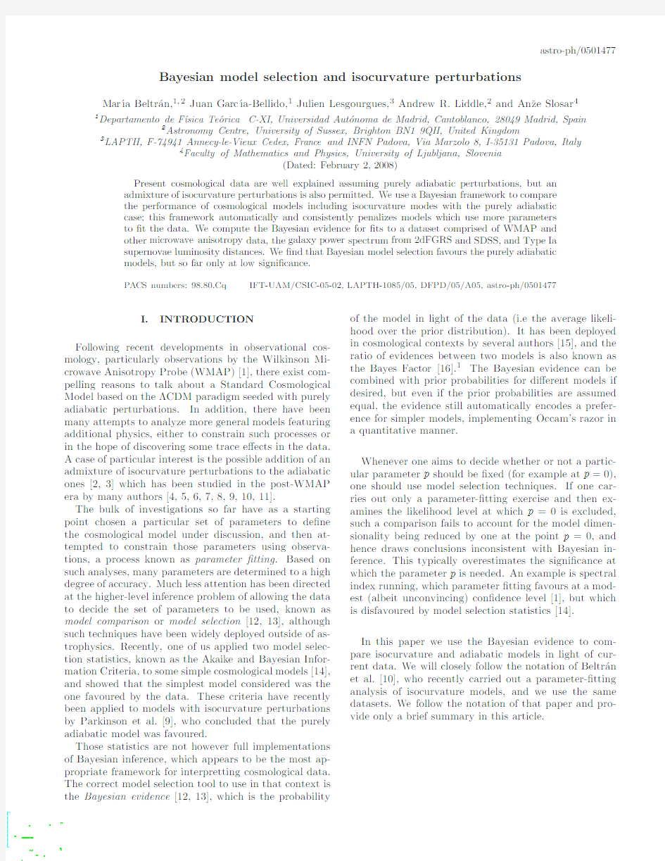 Bayesian model selection and isocurvature perturbations