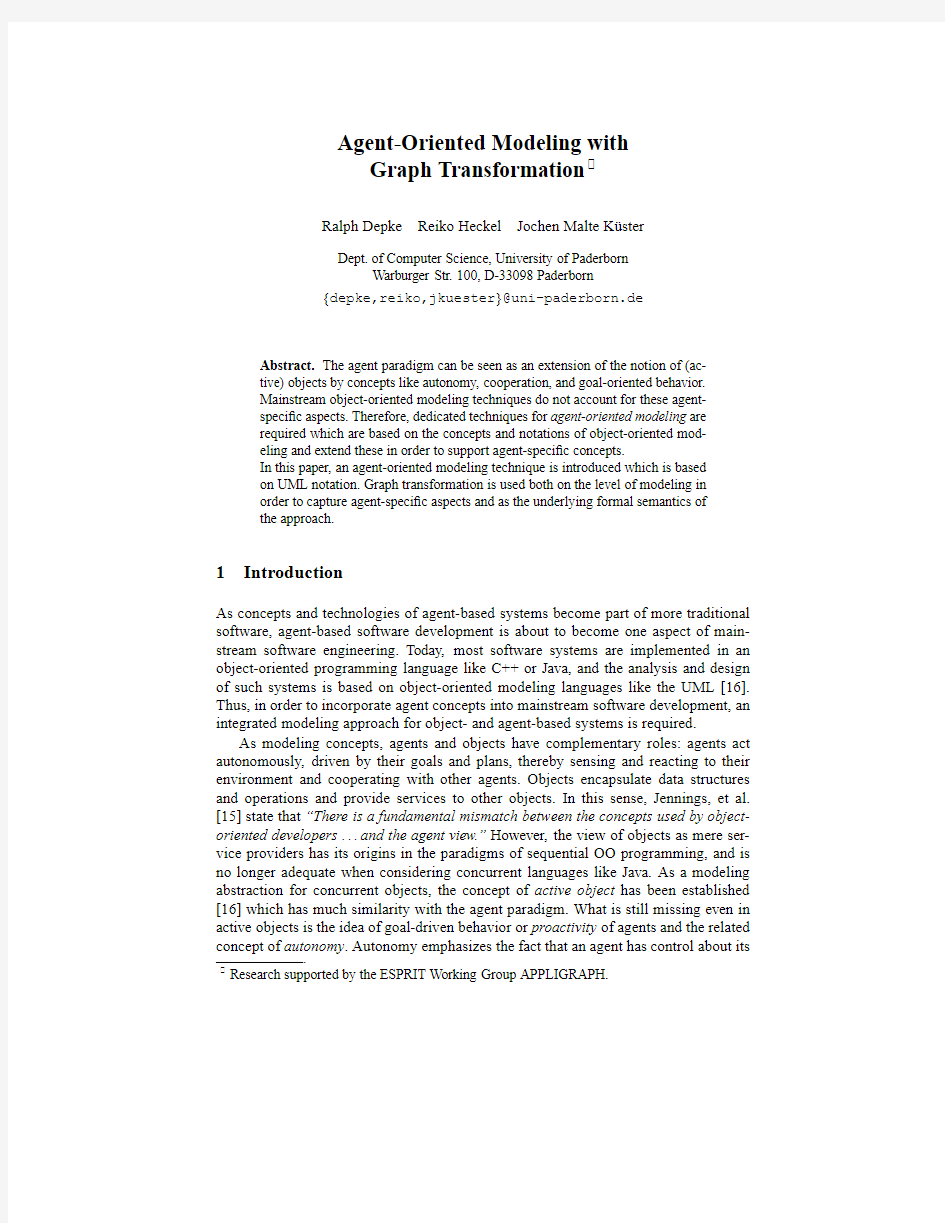 Agent-oriented modeling with graph transformation