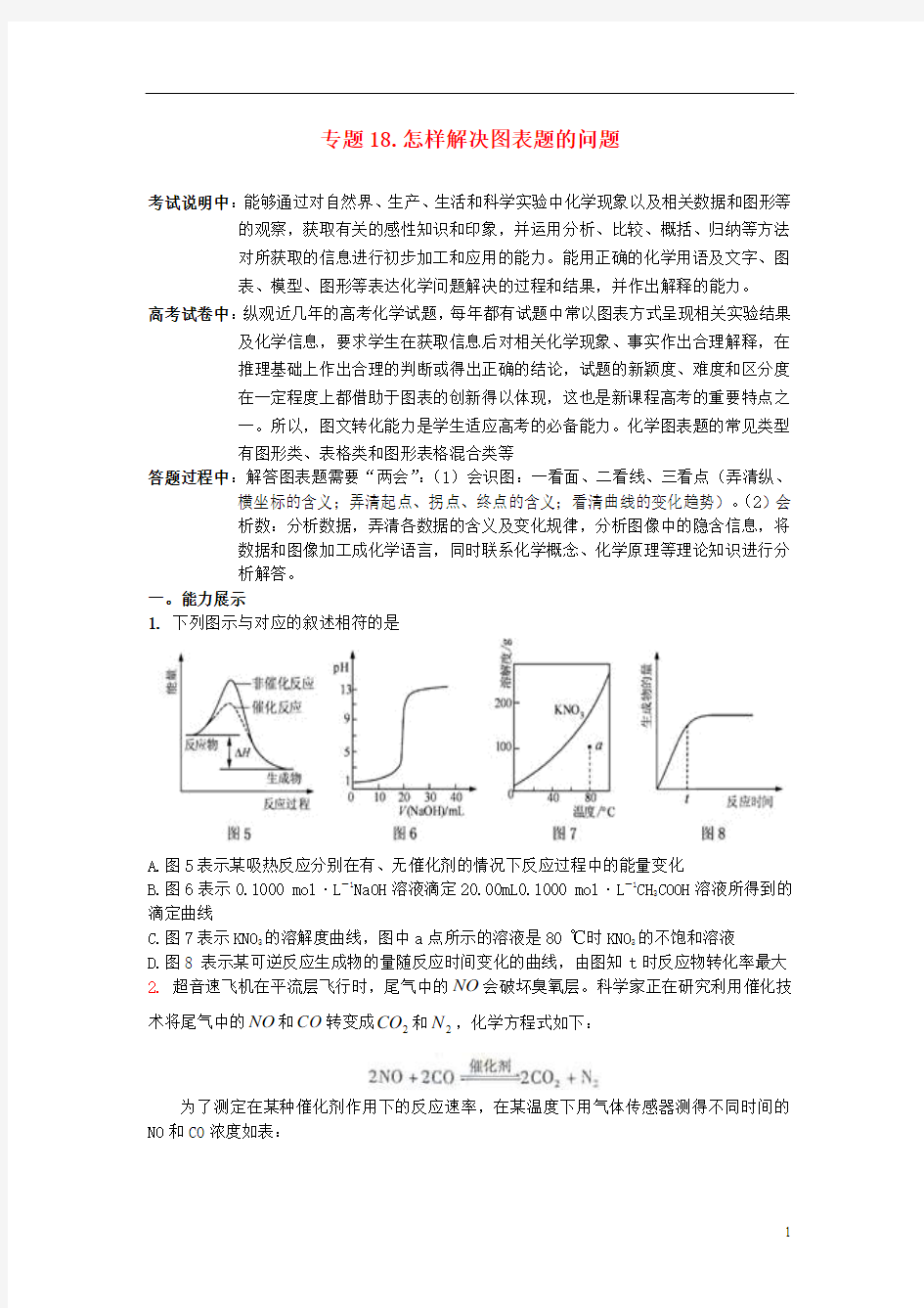 江苏省2013届高三化学二轮复习 专题18 怎样解决图表题的问题精品学案