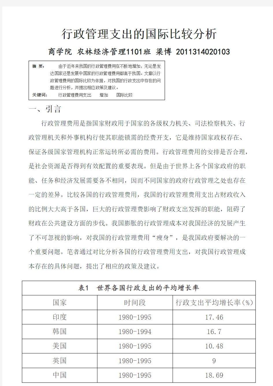 行政管理支出分析比较