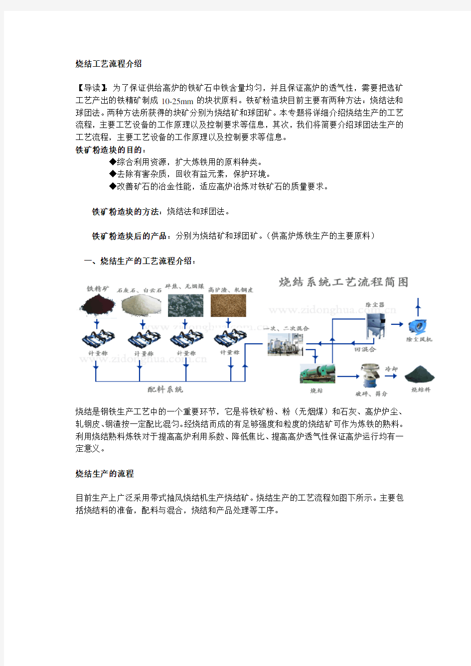 烧结工艺流程介绍