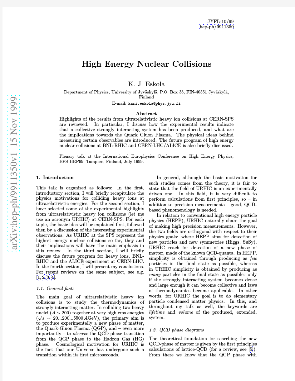 High Energy Nuclear Collisions