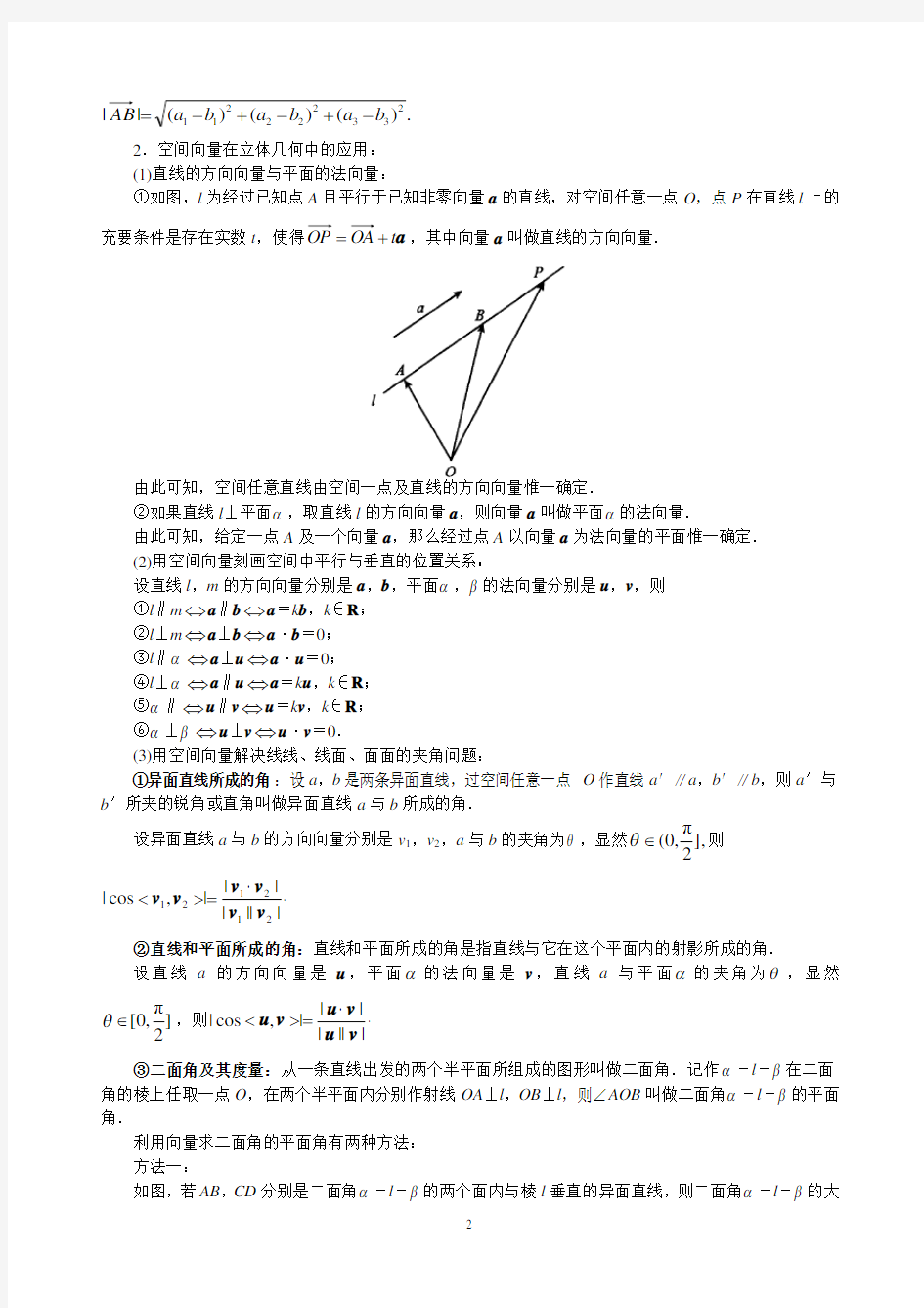 空间向量与立体几何知识点和习题(含答案)[1]