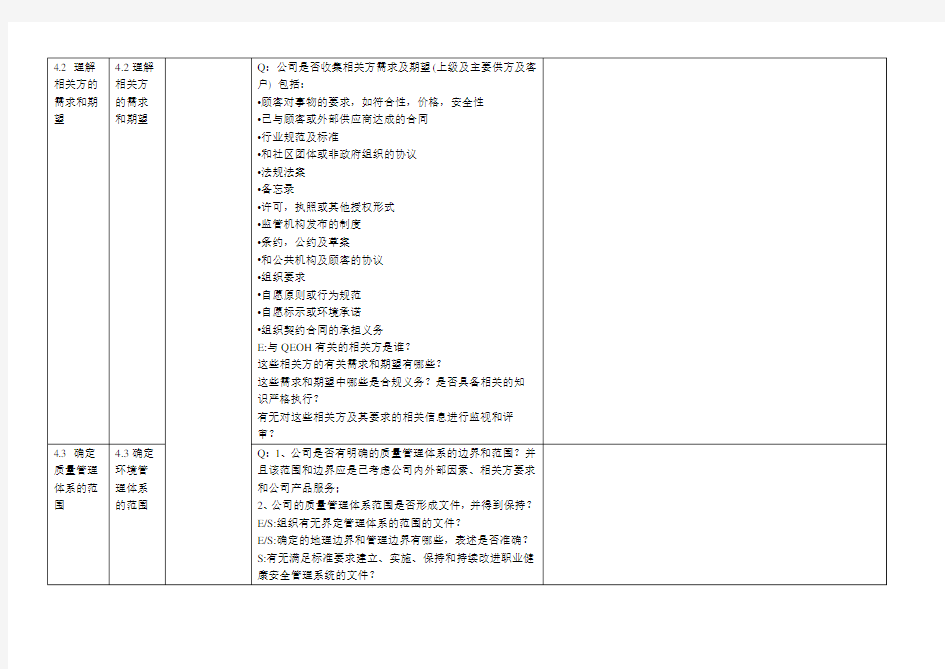 (完整版)新版三体系内审检查表word版