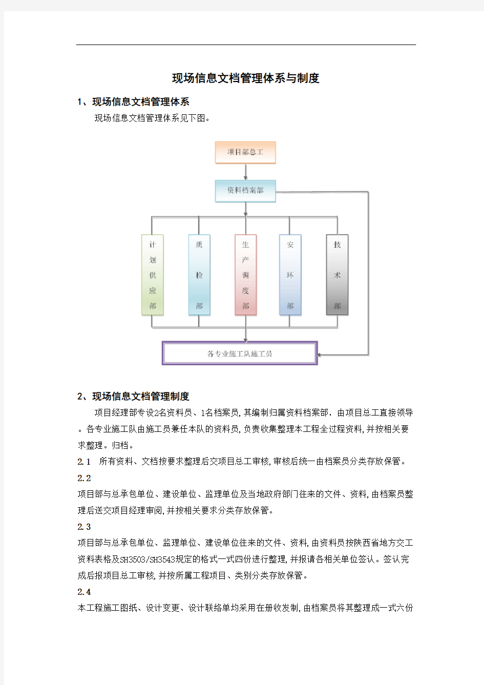 现场信息文档管理体系与制度