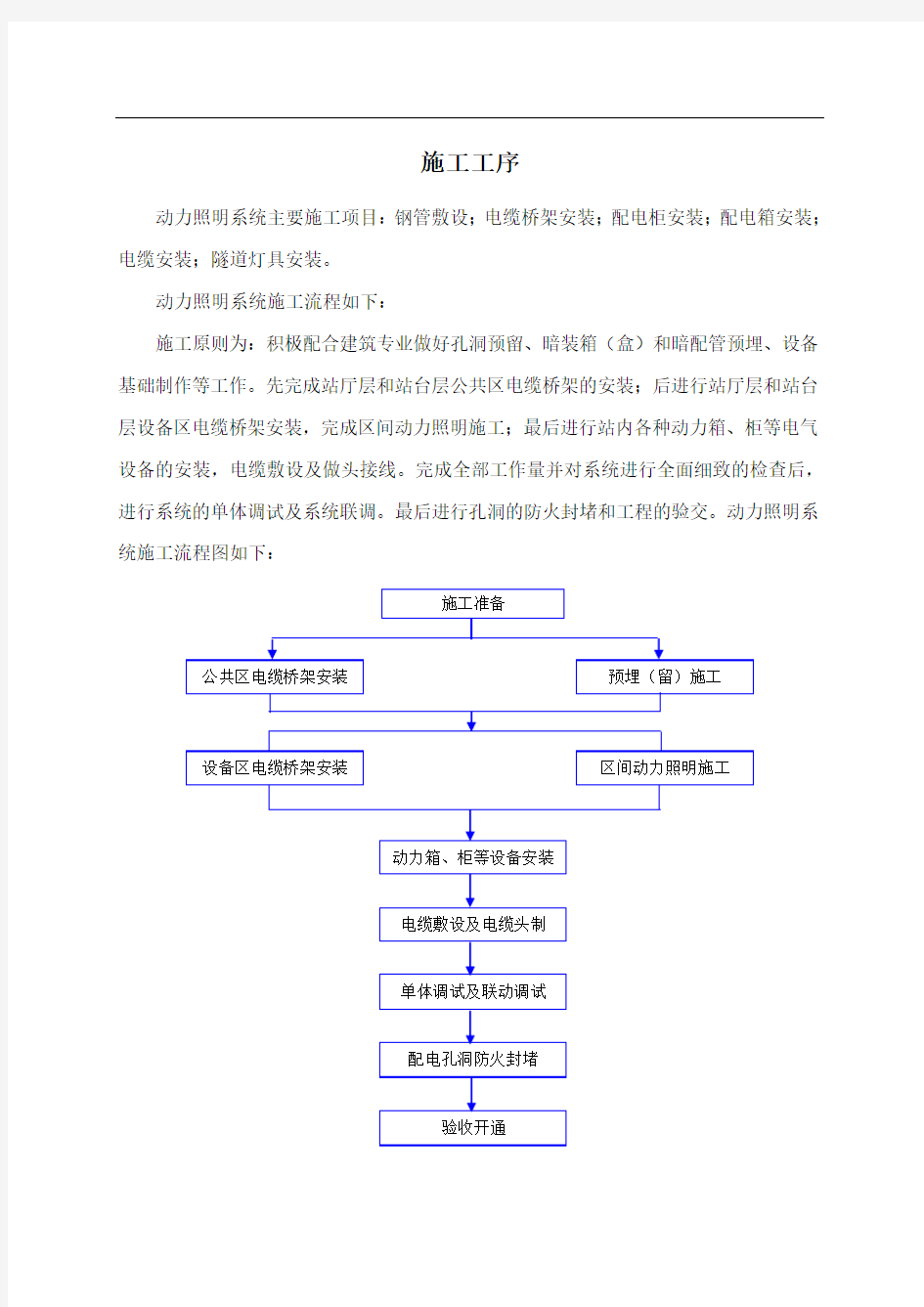 动力照明施工工艺