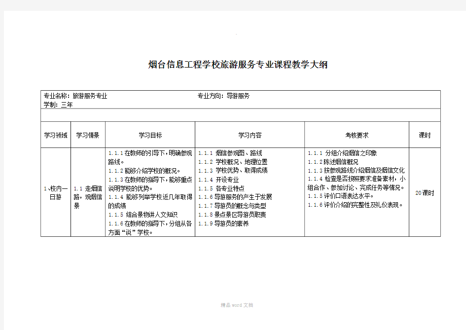 导游课程教学大纲