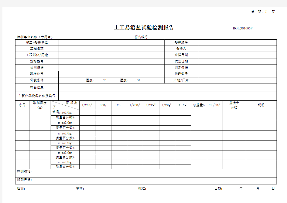 土工易溶盐试验检测报告