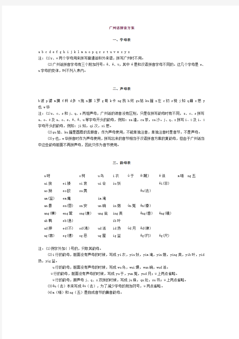 粤语拼音学习