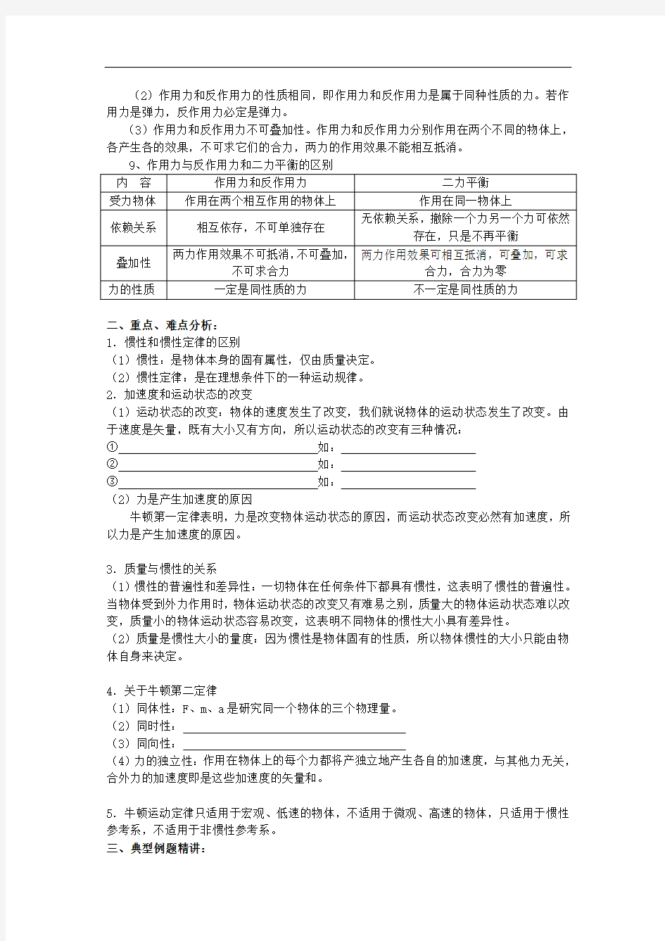 (完整)高中物理牛顿运动定律经典练习题